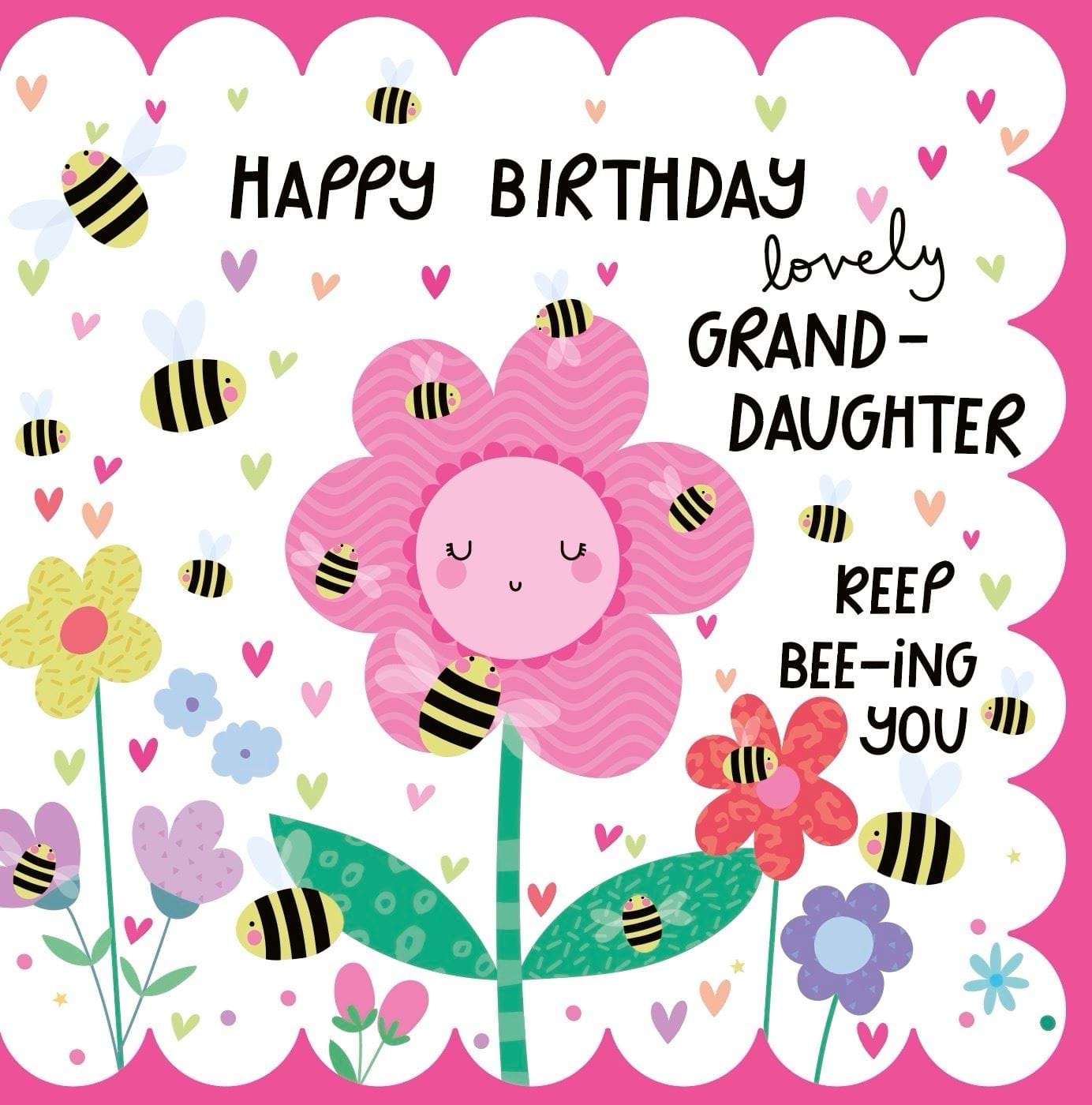 Pink Flower Granddaughter Birthday Card