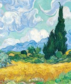 A Wheatfield with Cypresses by Van Gogh Greeting Card