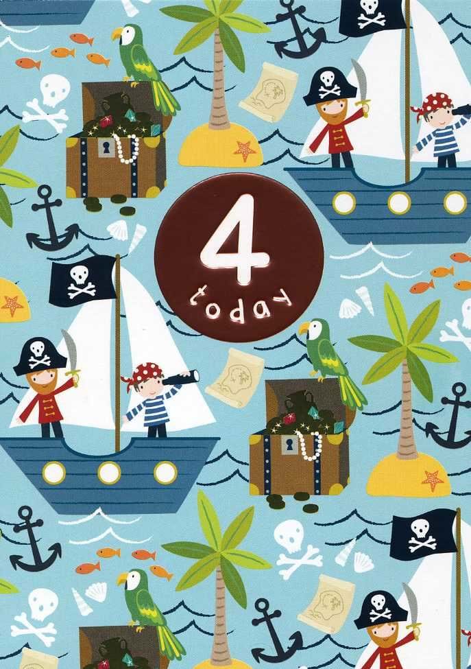 Pirates 4th Birthday Card