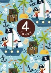 Pirates 4th Birthday Card