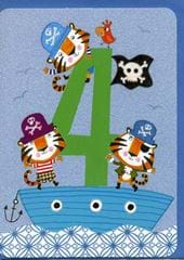 Tiger Pirates 4th Birthday Card