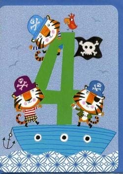 Tiger Pirates 4th Birthday Card