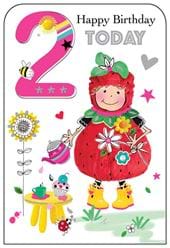 Strawberry 2nd Birthday Card