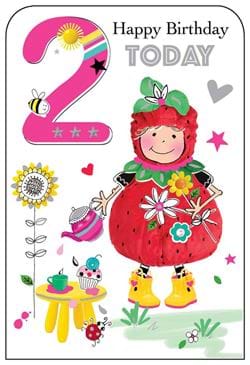 Strawberry 2nd Birthday Card