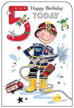 Fireman 5th Birthday Card