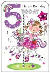 Carousel 5th Birthday Card