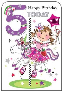 Carousel 5th Birthday Card