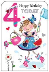 Garden Fun 4th Birthday Card