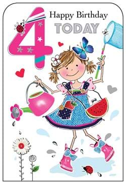 Garden Fun 4th Birthday Card