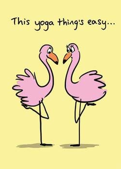 Yoga Flamingos Birthday Card