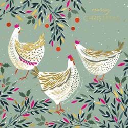 Three French Hens Luxury Christmas Cards - Pack of 8