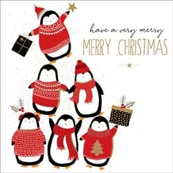 Tower of Penguins Christmas Card