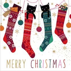 Cats in Stockings Christmas Card
