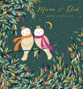 Owls Mum and Dad Christmas Card