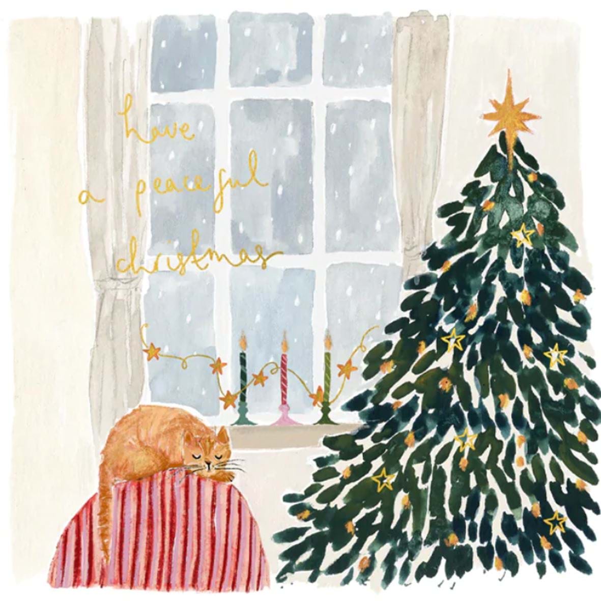 Sleeping Cat Christmas Card
