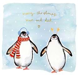 Penguins Mum and Dad Christmas Card