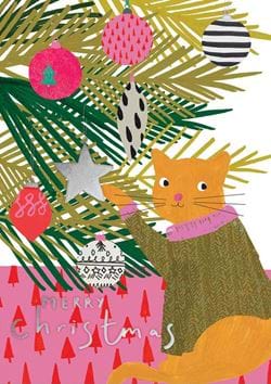 Pawing the Tree Christmas Card