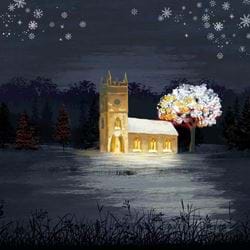 Church at Night - Personalised Christmas Card