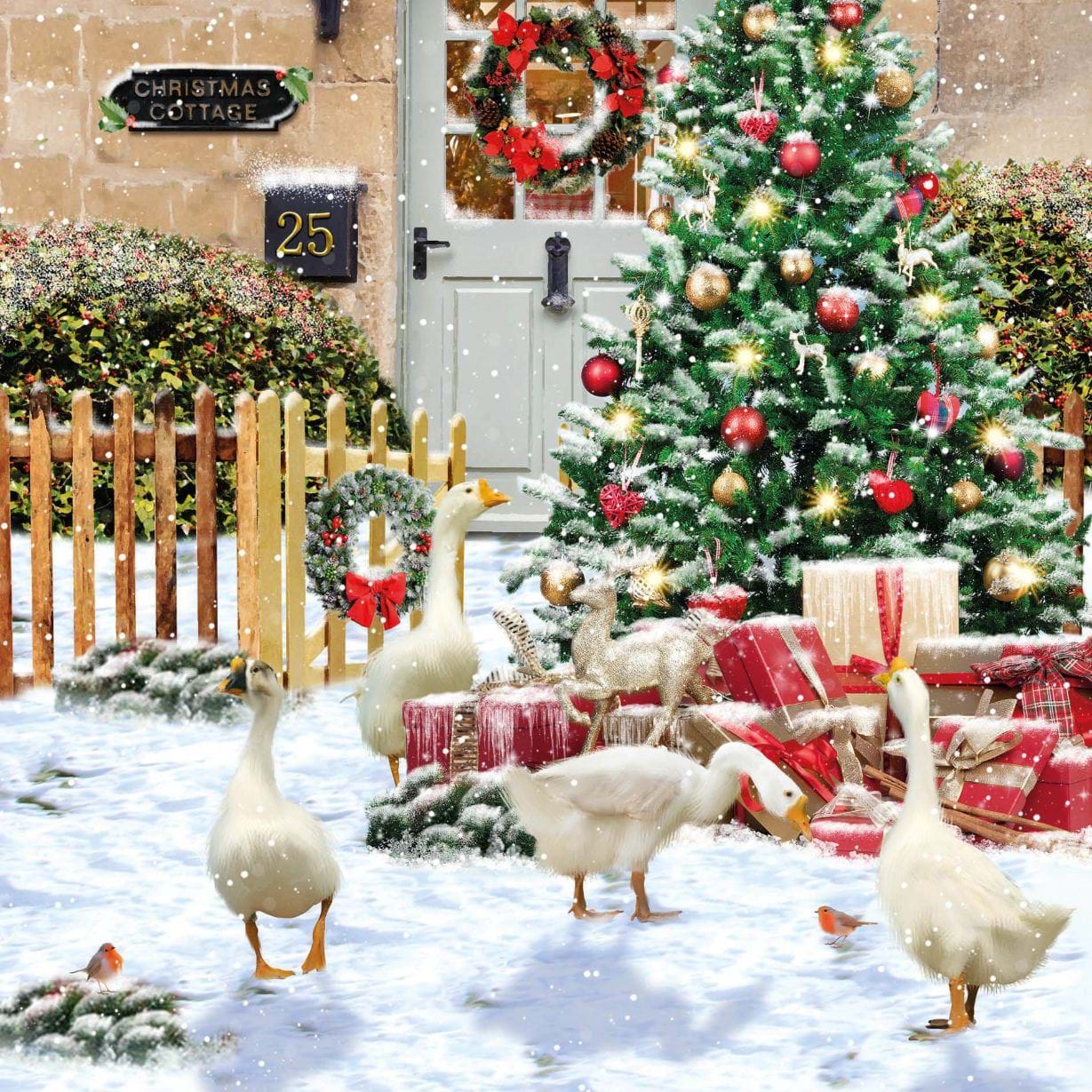 Geese at Christmas - Personalised Christmas Card