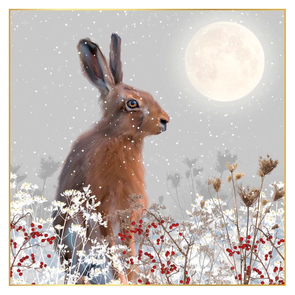 Hare with Moon - Personalised Christmas Card