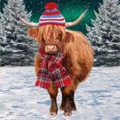 Winter Highland Cow - Personalised Christmas Card