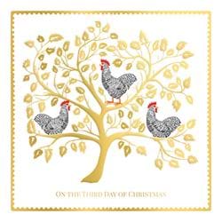 French Hen Tree - Personalised Christmas Card
