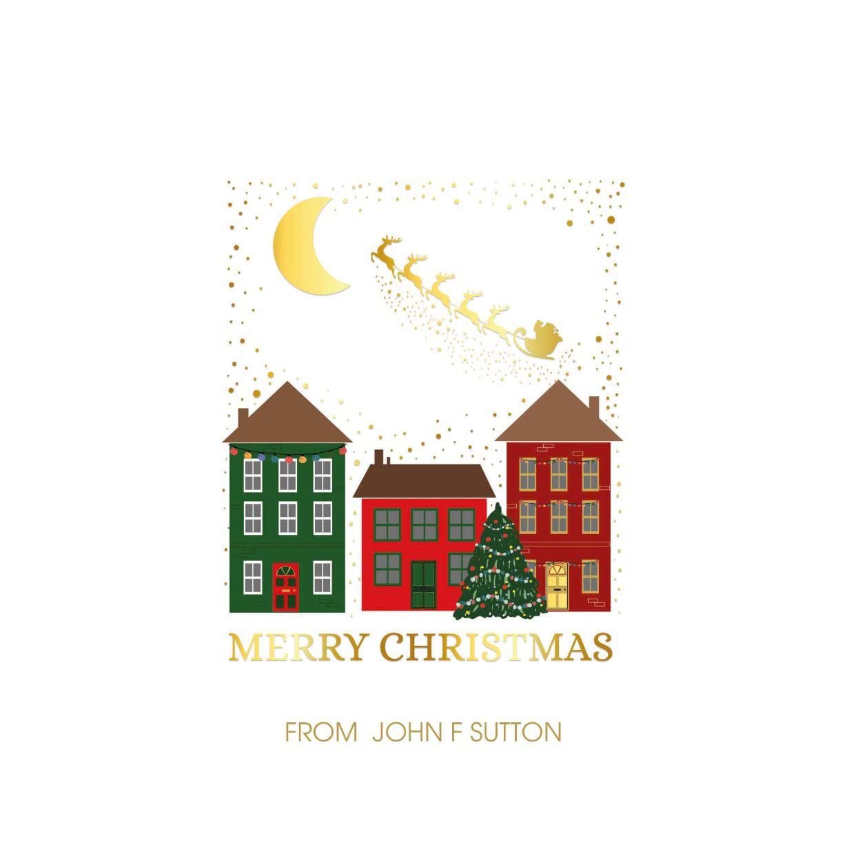 Christmas Houses - Front Personalised Christmas Card