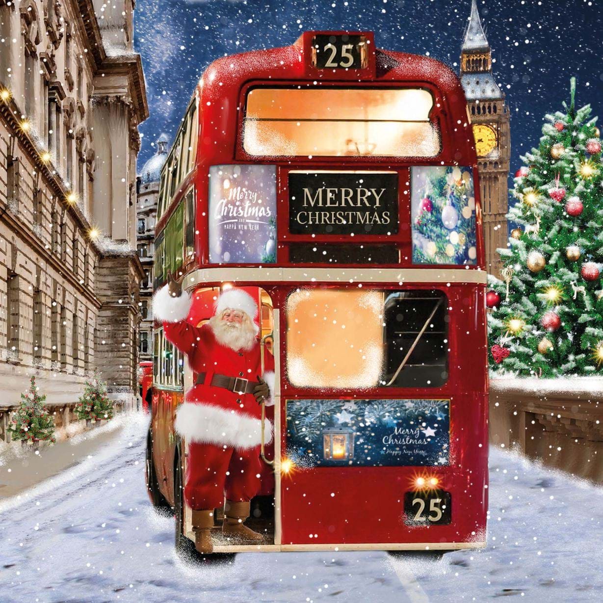 Santa's Festive Bus - Personalised Christmas Card