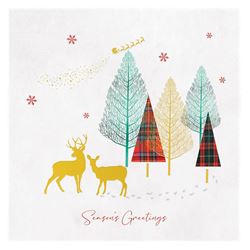 Deer and Tartan Tree - Personalised Christmas Card