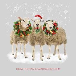 Trio of Sheep - Front Personalised Christmas Card
