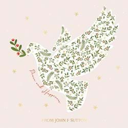 Dove Foliage - Front Personalised Christmas Card