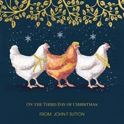 Three French Hens - Front Personalised Christmas Card