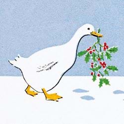 Goose and Holly Christmas Cards - Pack of 8