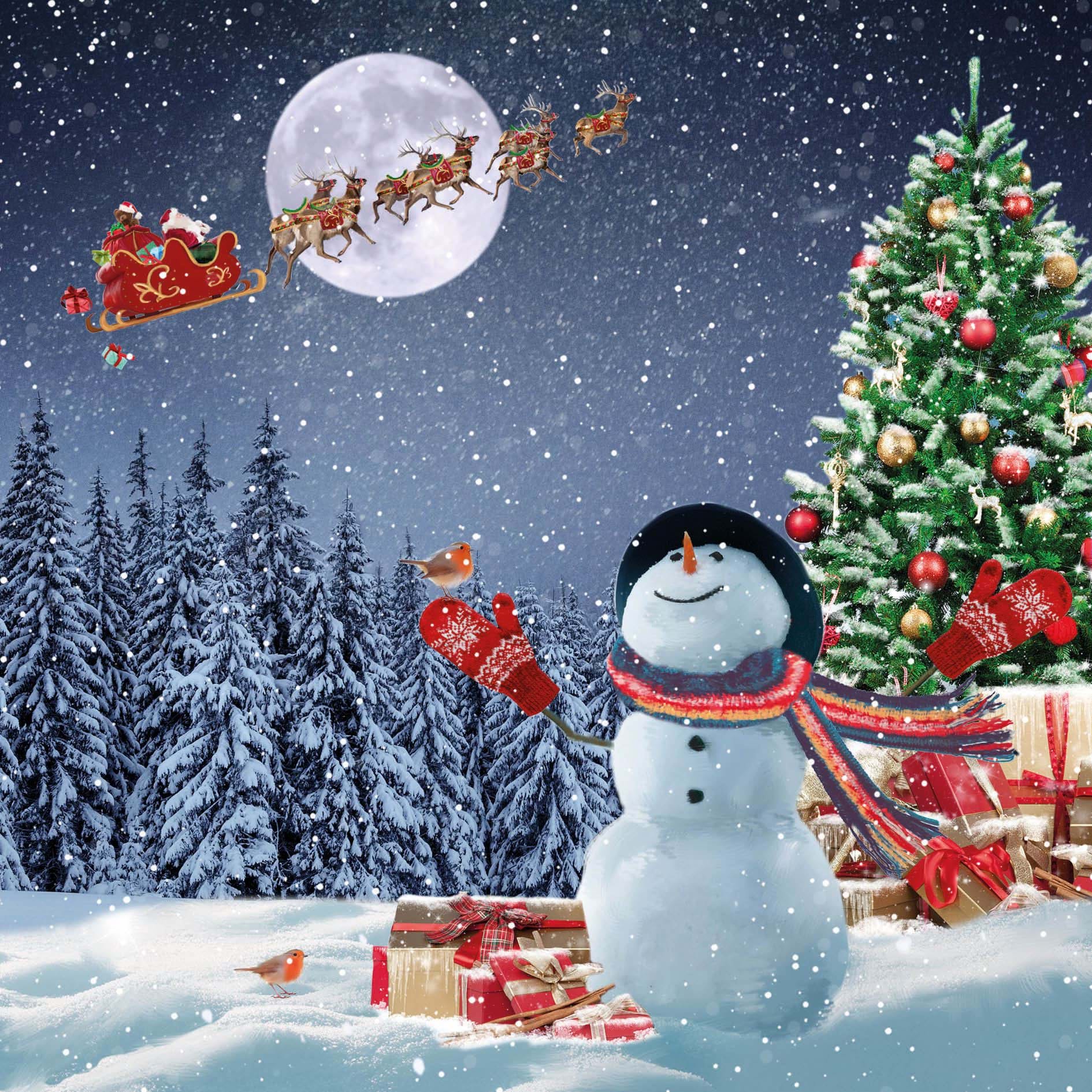 Snowman Wave - Personalised Christmas Card