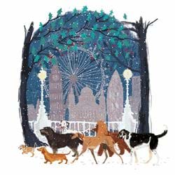 Dogs Walking - Personalised Christmas Card
