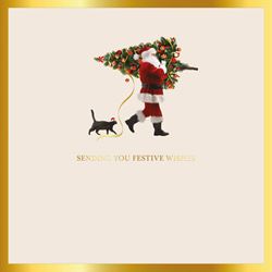 Walking Santa - Personalised Christmas Card