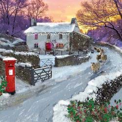 White Cottage - Personalised Christmas Card
