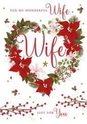 Heart Wreath Wife Christmas Card