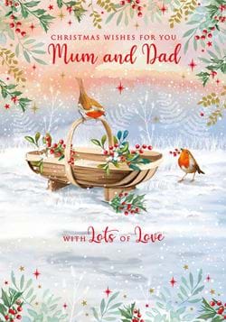 Festive Wishes Mum and Dad Christmas Card