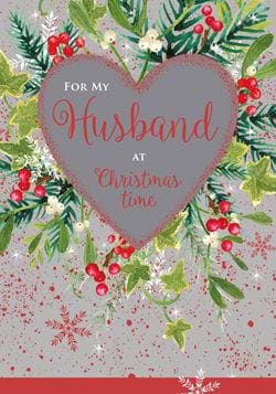 Festive Heart Husband Christmas Card