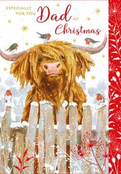 Highland Cow Dad Christmas Card