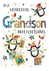 Penguins Grandson Christmas Card