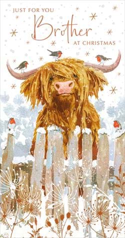 Highland Cow Brother Christmas Card