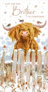 Highland Cow Brother Christmas Card