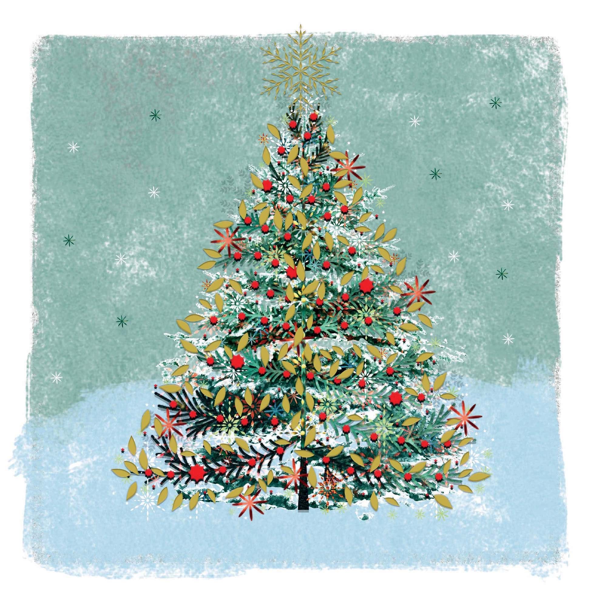 Sparkly Evergreen Tree Christmas Card