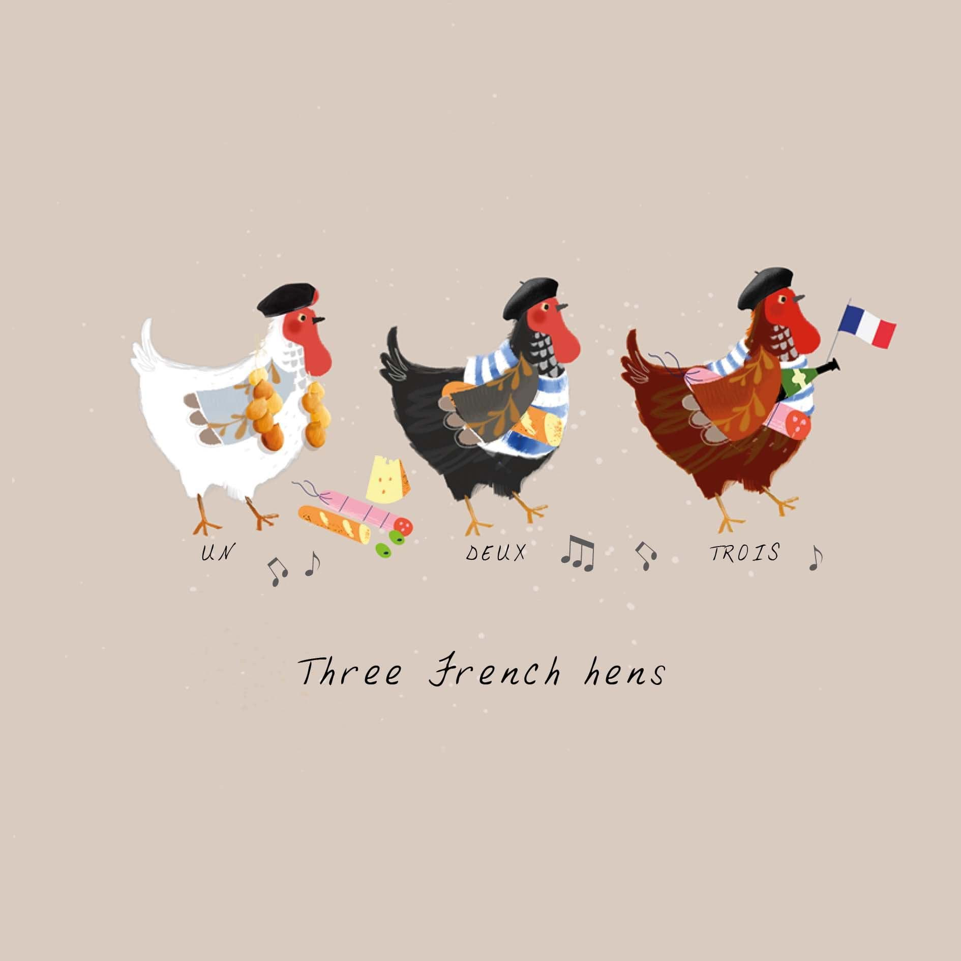 Three French Hens - Personalised Christmas Card