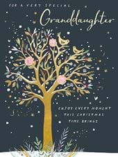 Festive Tree Granddaughter Christmas Card