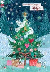 Festive Tree Wife Christmas Card