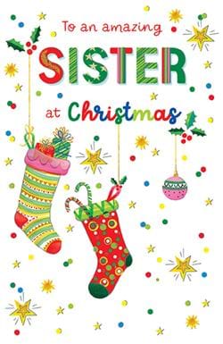 Stockings Sister Christmas Card