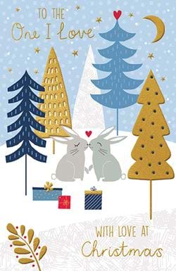 Bunnies One I Love Christmas Card